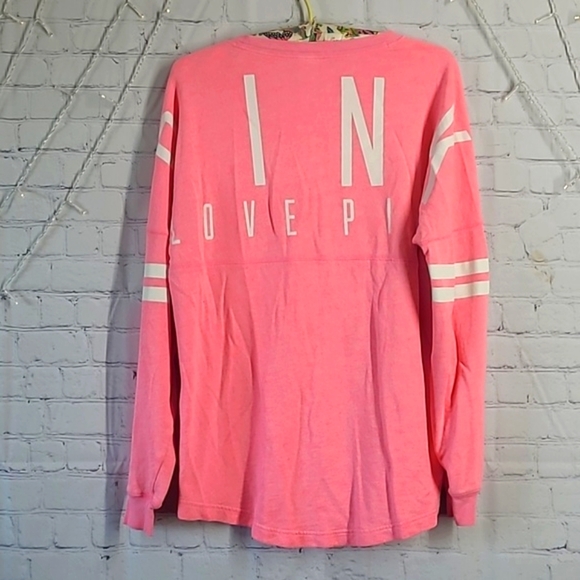 2013 Victoria's Secret PINK Oversized Logo Spellout Long Sleeve Tee Womens Sz M - Picture 7 of 16